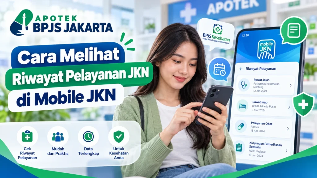 Ilustrasi cara melihat riwayat pelayanan JKN melalui aplikasi Mobile JKN