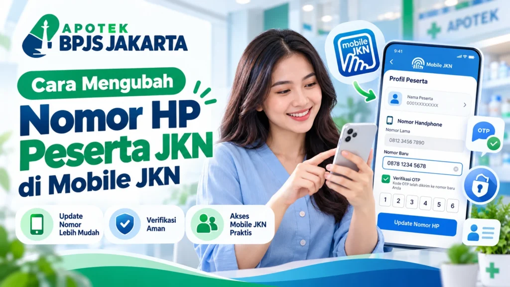 Ilustrasi cara mengubah nomor HP peserta JKN di aplikasi Mobile JKN
